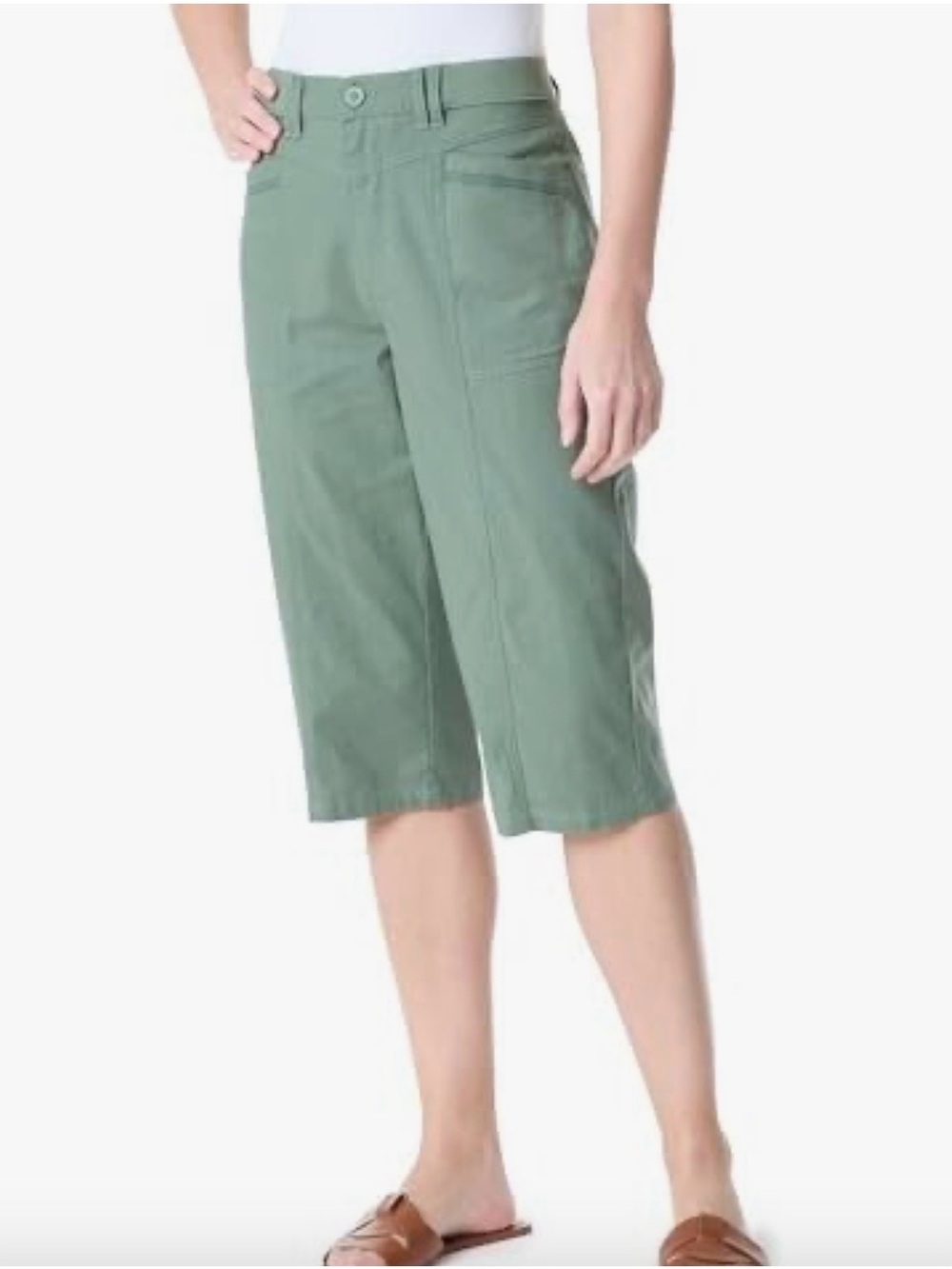Gloria Vanderbilt women’s size 14 stretch waist front zip and button Capri pants